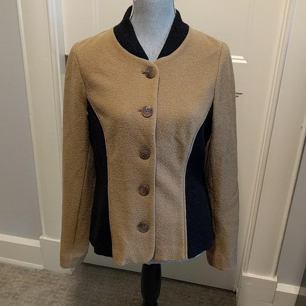 Pendleton Merino wool bomber jacket tan black